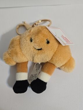 Cute Viral Smiling Plushie Croissant Bag Charm Key Chain NWT
